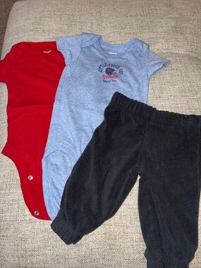 Carter's Red and Blue Bodysuit Set with Black Pants